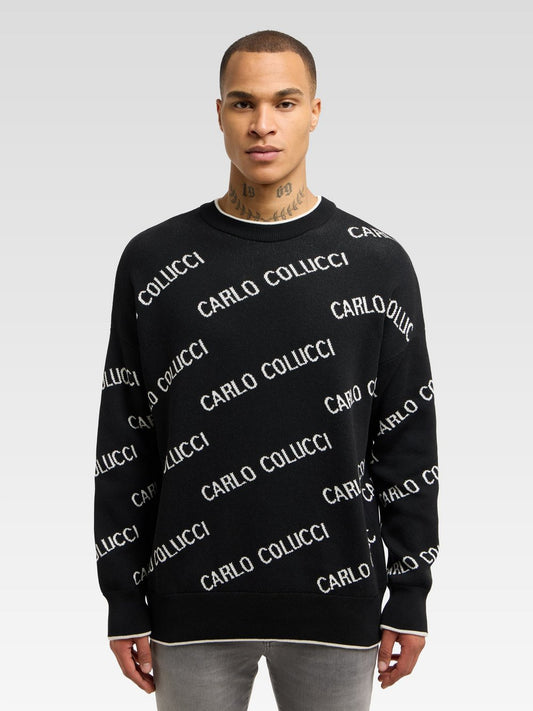 Carlo Colucci Strickpullover Herren Baumwolle bedruckt
