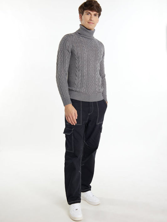 Mo Pullover mit Zopfstrick Herren gemustert