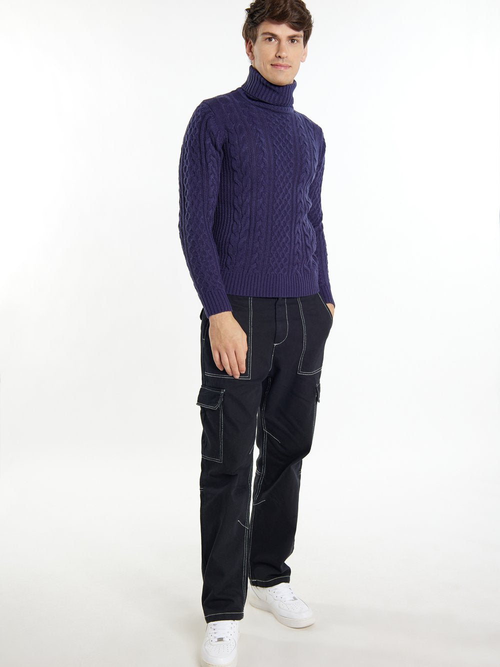 Mo Pullover mit Zopfstrick Herren gemustert