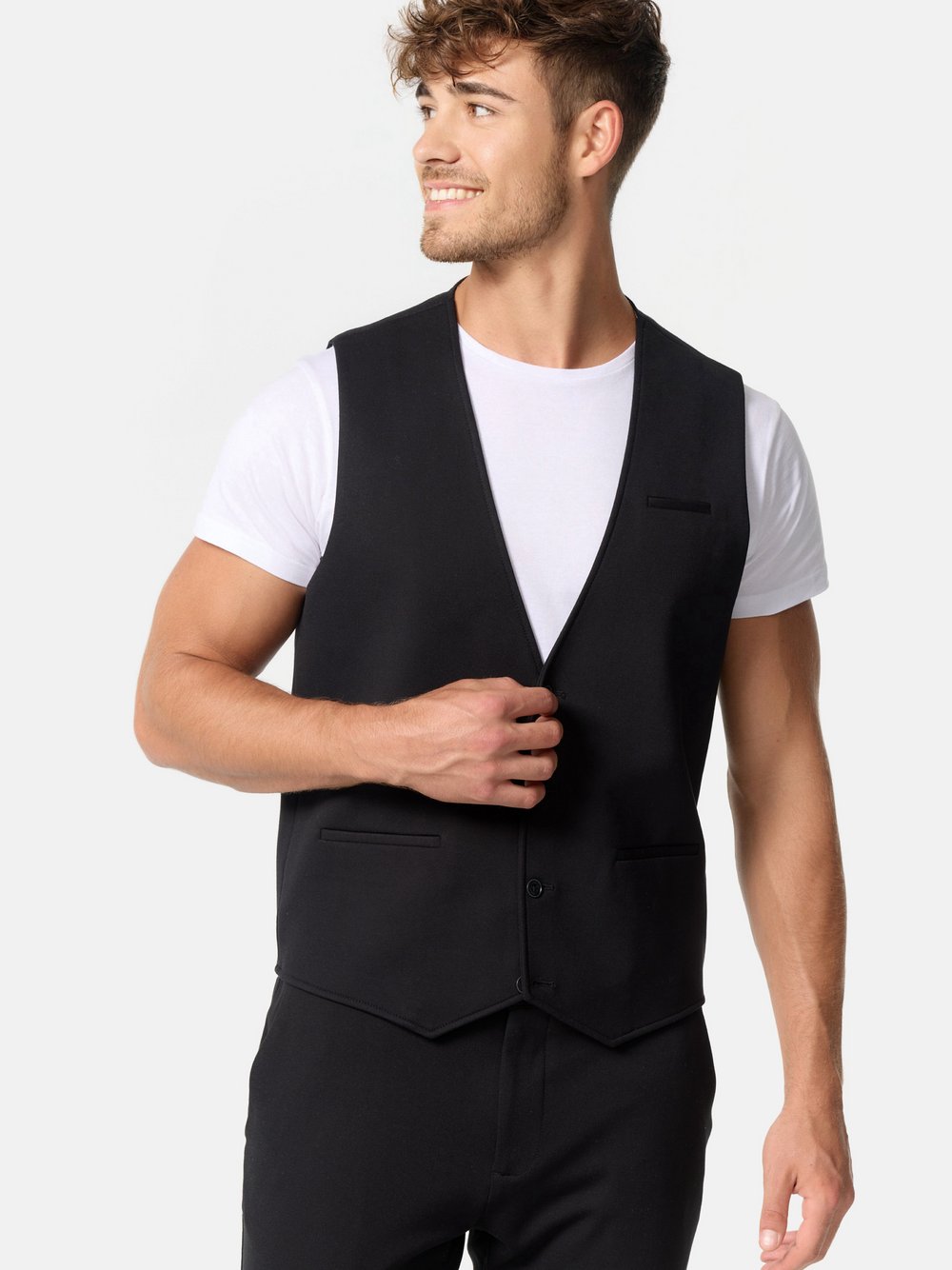 Jeff Anzugweste Herren Slim Fit Jersey