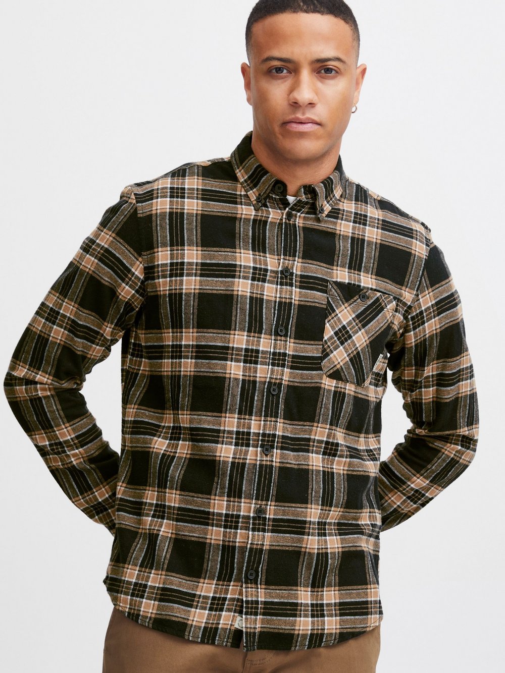 CASUAL FRIDAY Langarmhemd Herren Regular Fit Baumwolle gemustert