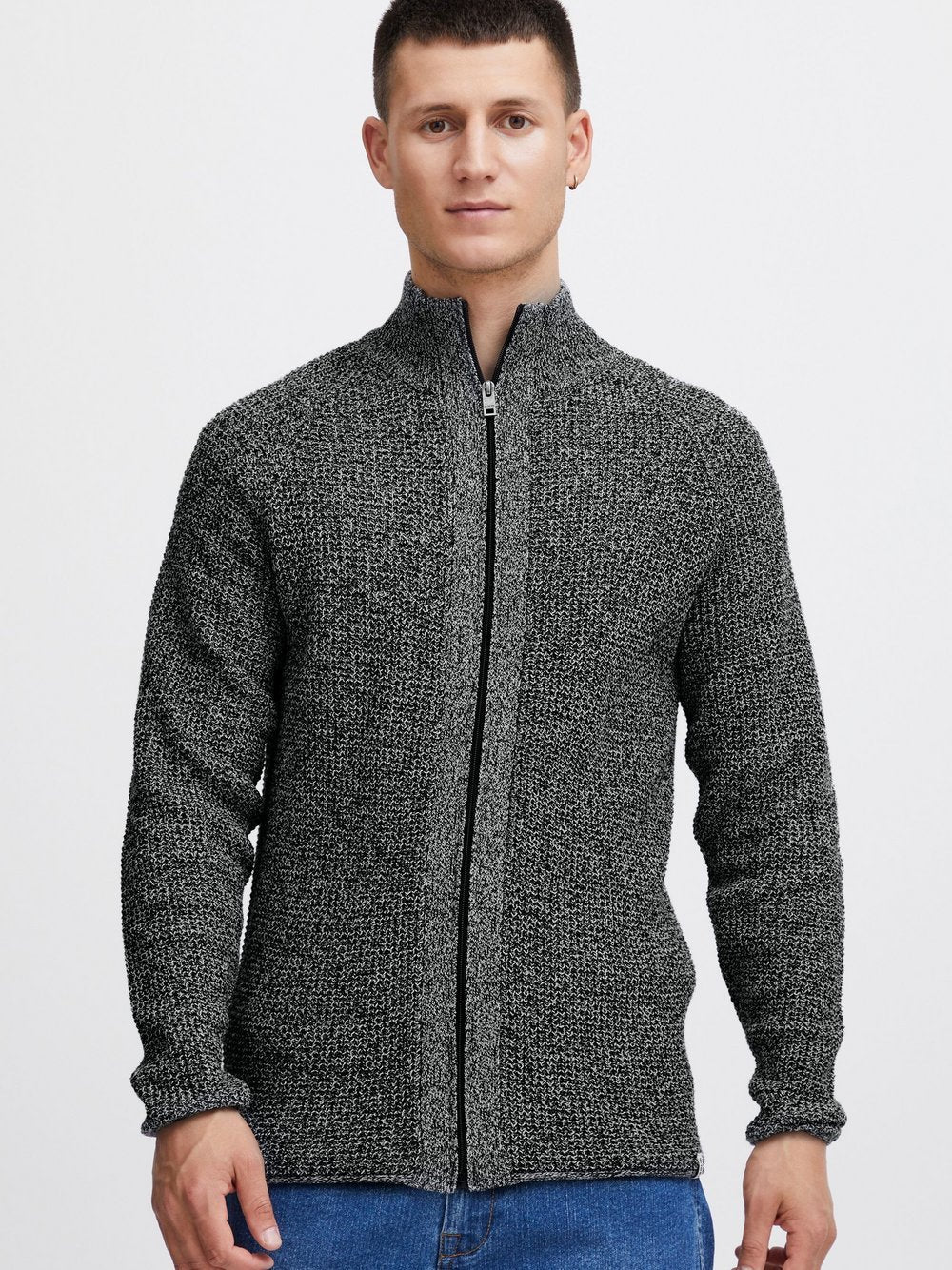 Solid Strickjacke Herren Baumwolle meliert