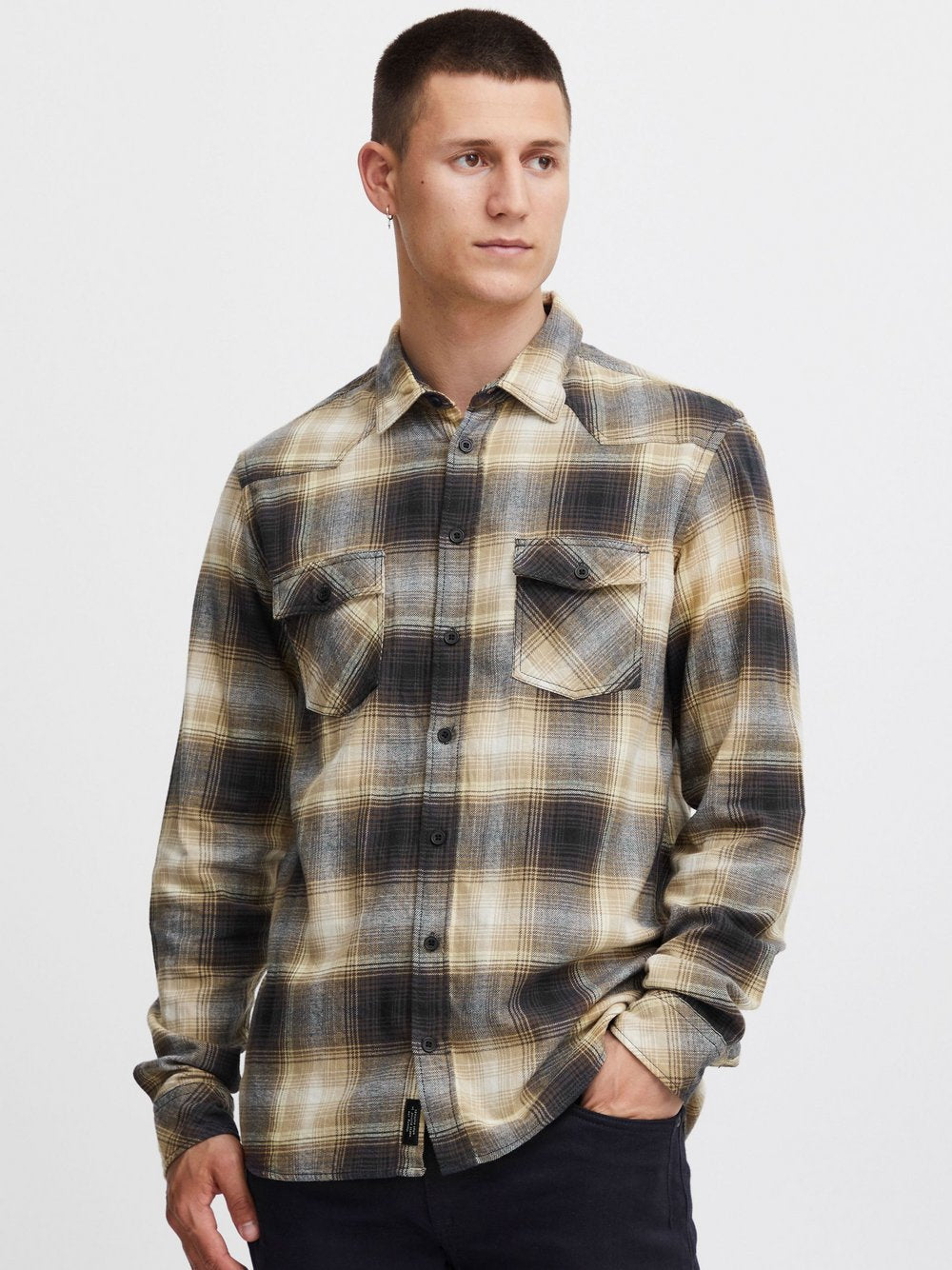 CASUAL FRIDAY Langarmhemd Herren Regular Fit Baumwolle gemustert