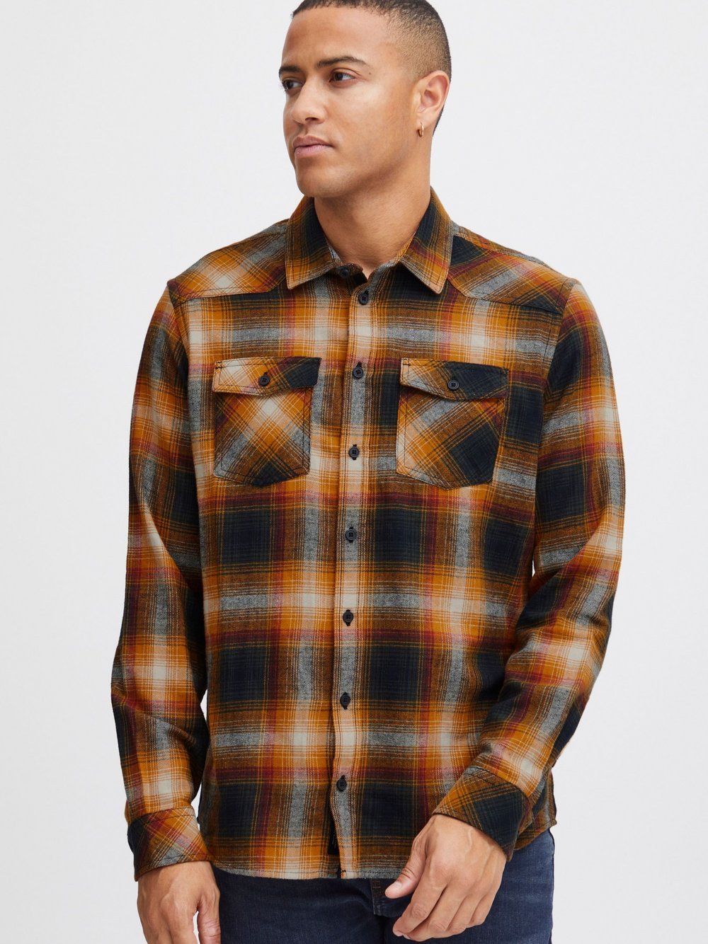 CASUAL FRIDAY Langarmhemd Herren Regular Fit Baumwolle gemustert