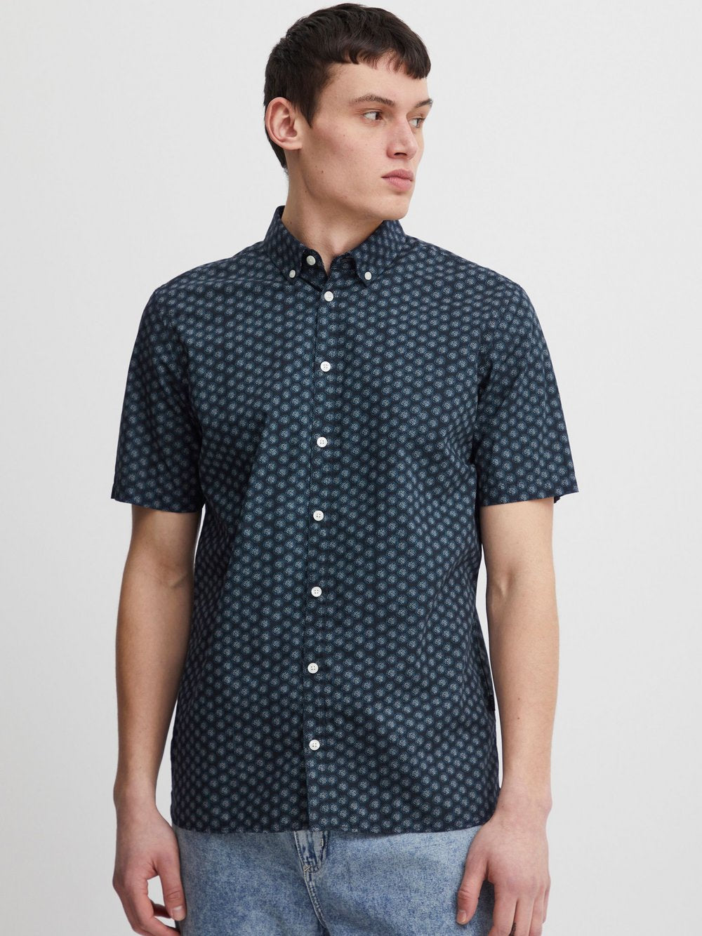 CASUAL FRIDAY Kurzarmhemd Herren Regular Fit Baumwolle gemustert