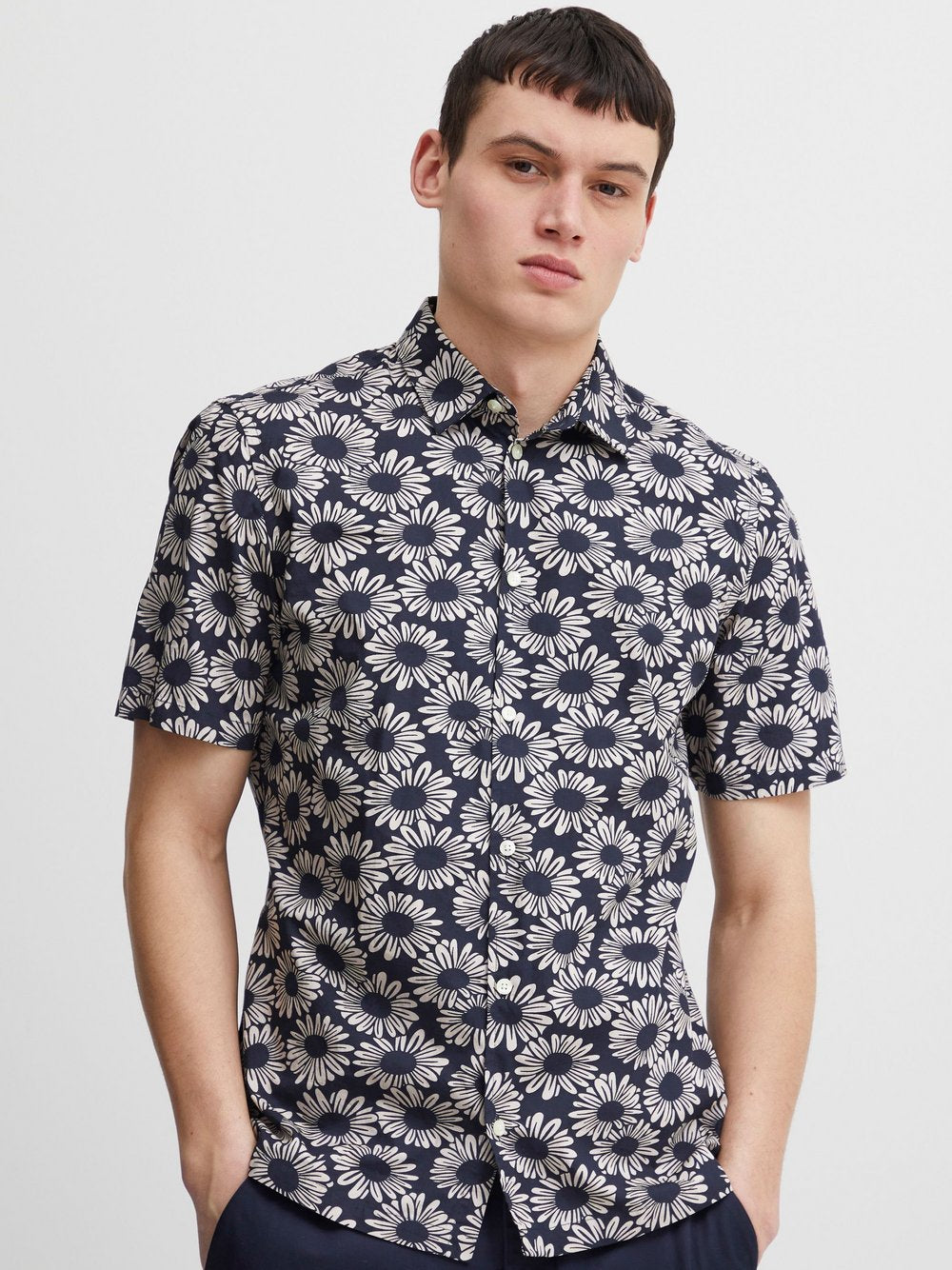 CASUAL FRIDAY Kurzarmhemd Herren Regular Fit Baumwolle gemustert