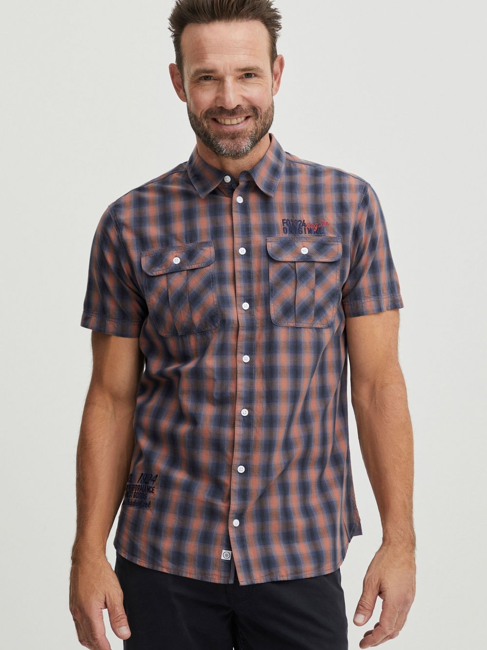 CASUAL FRIDAY Kurzarmhemd Herren Regular Fit Baumwolle gemustert