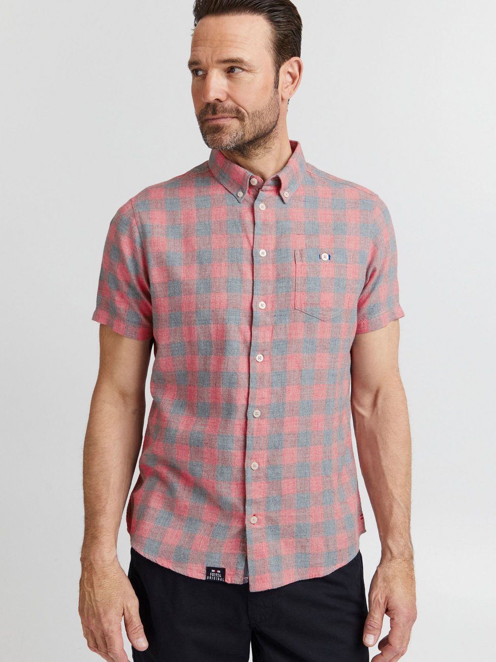 CASUAL FRIDAY Kurzarmhemd Herren Regular Fit Baumwolle gemustert