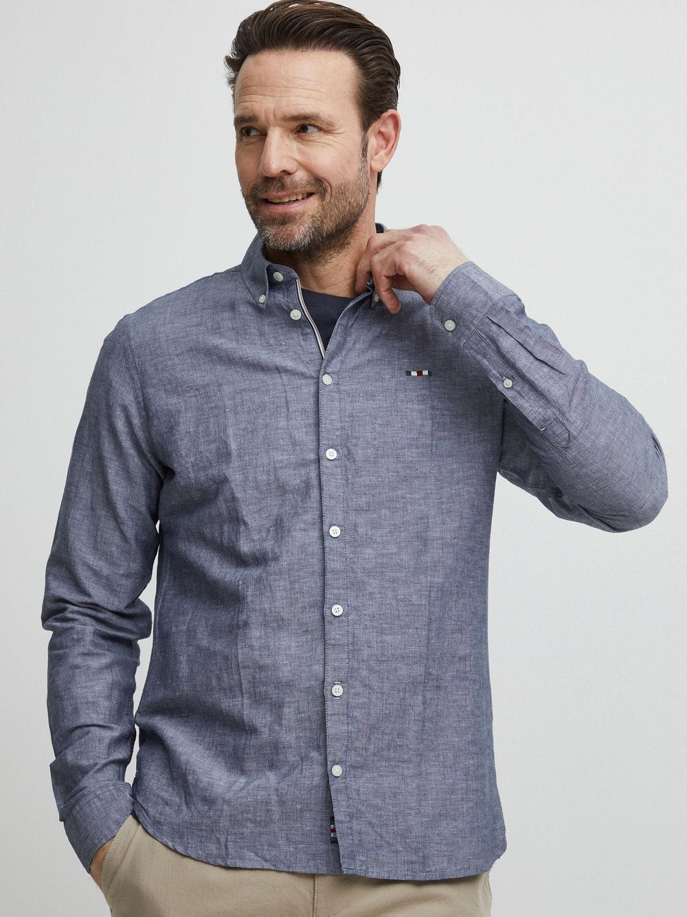 CASUAL FRIDAY Langarmhemd Herren Regular Fit Baumwolle gemustert