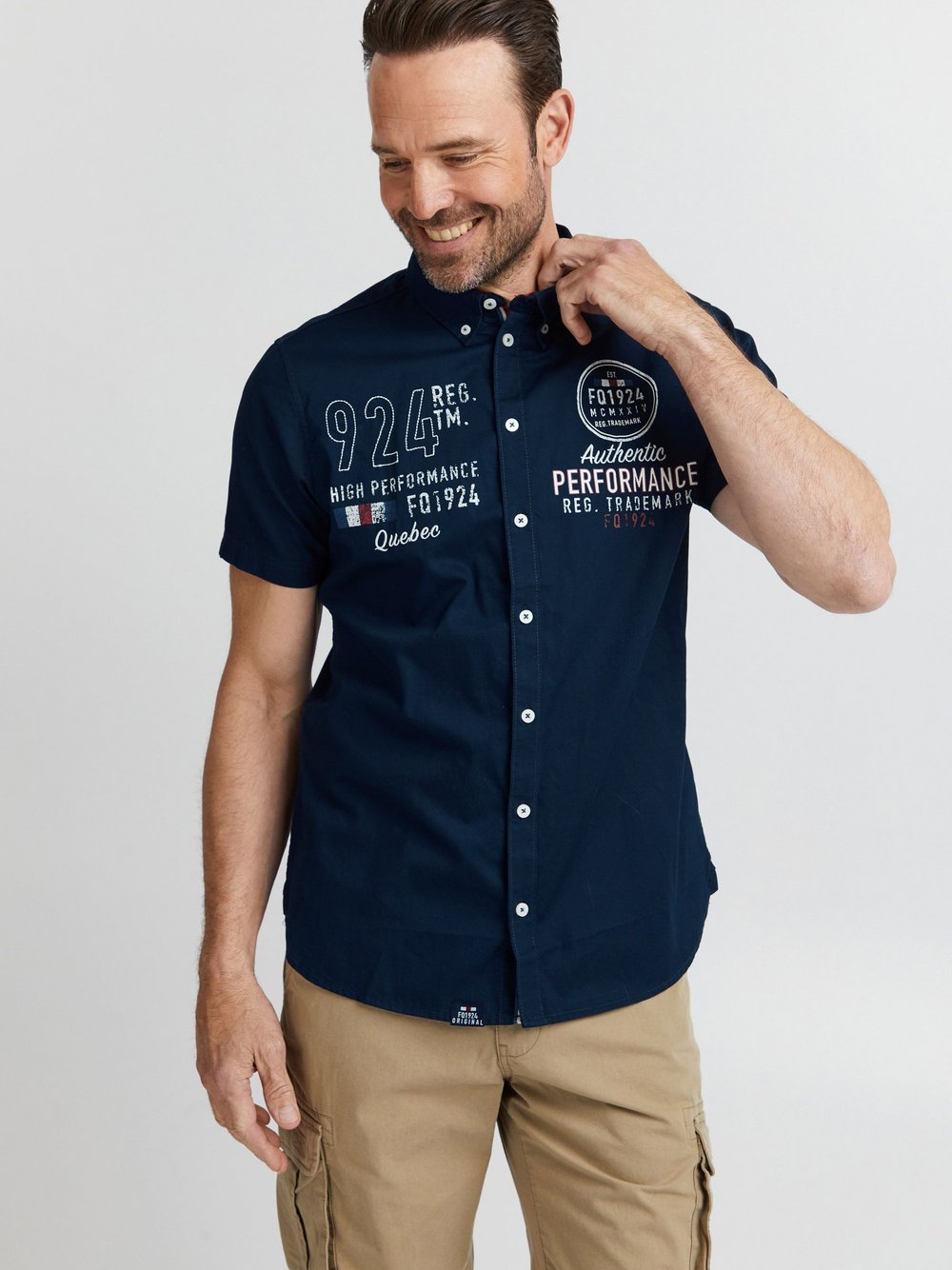 CASUAL FRIDAY Kurzarmhemd Herren Regular Fit Baumwolle gemustert