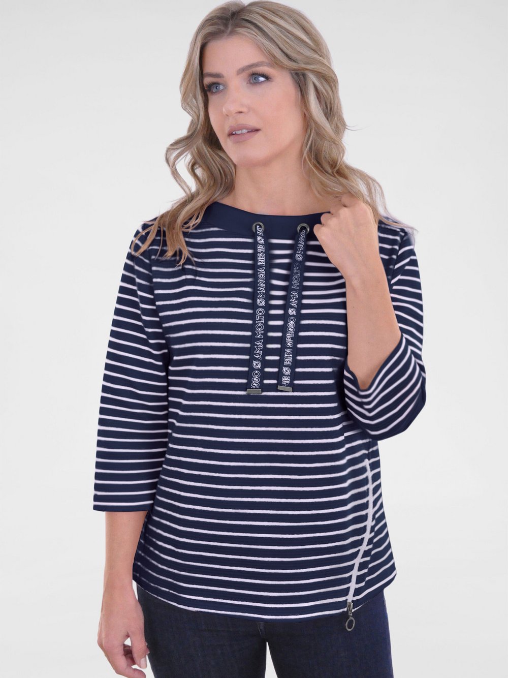 Navigazione Sweatshirt Damen Baumwolle gestreift
