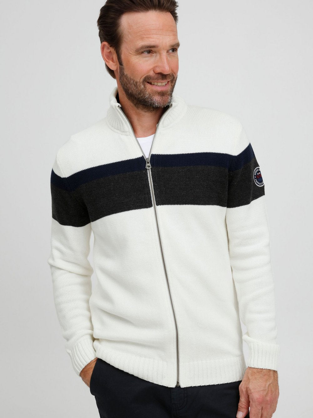 Solid Strickjacke Herren Baumwolle meliert