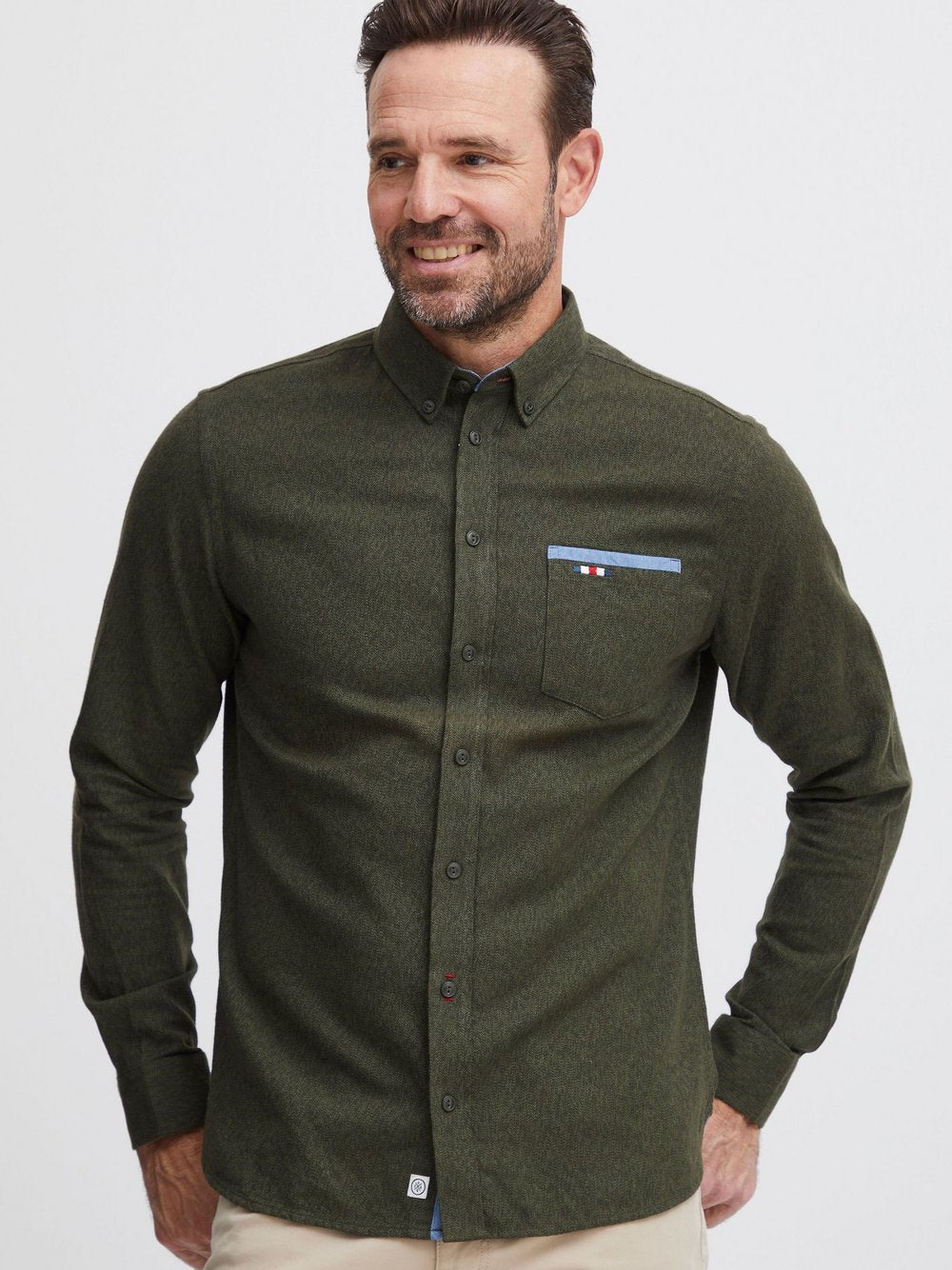 CASUAL FRIDAY Langarmhemd Herren Regular Fit Baumwolle gemustert