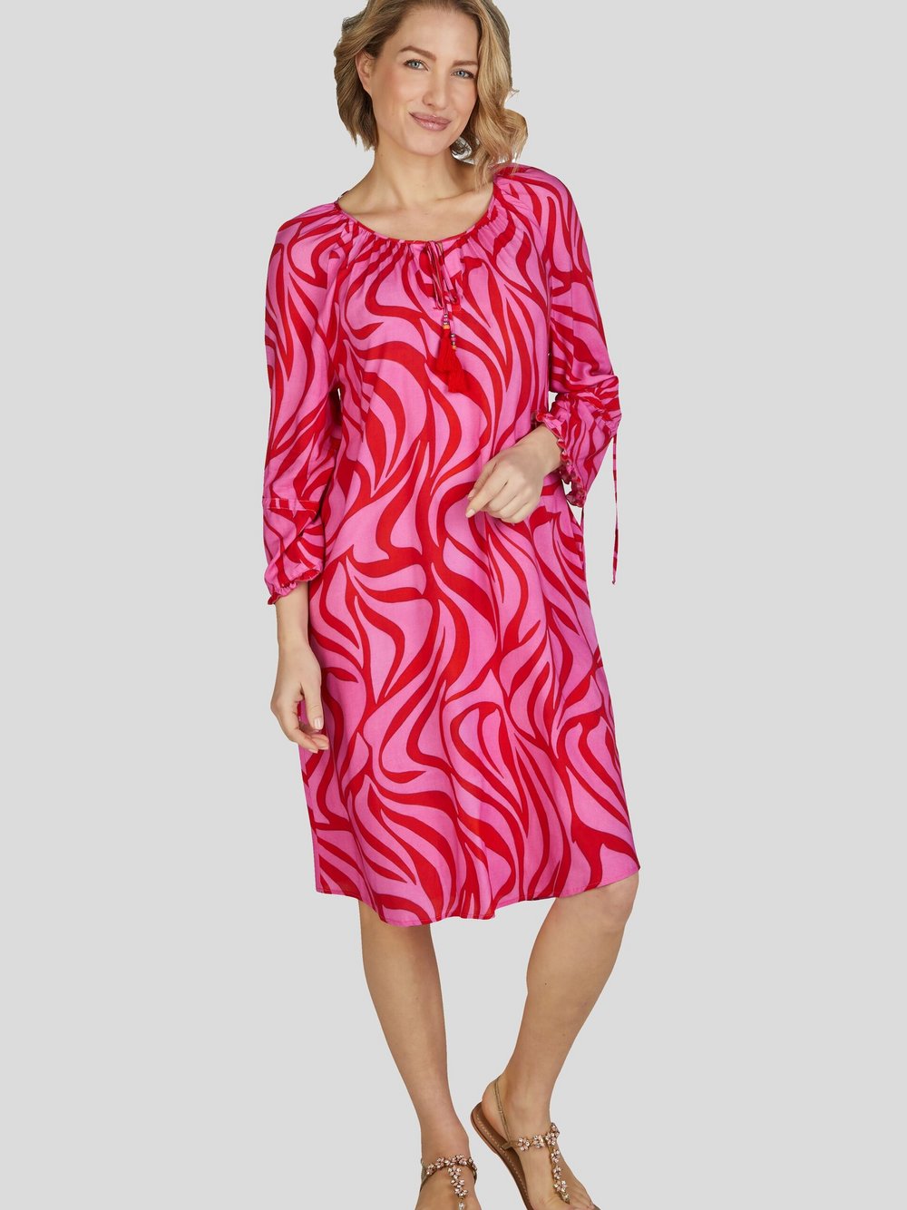 Label Sommerkleid Damen Viskose bedruckt