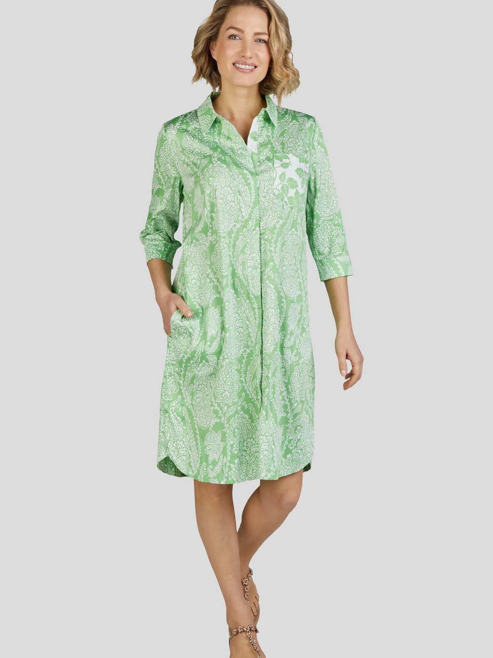 Label Hemdblusenkleid Damen Baumwolle bedruckt