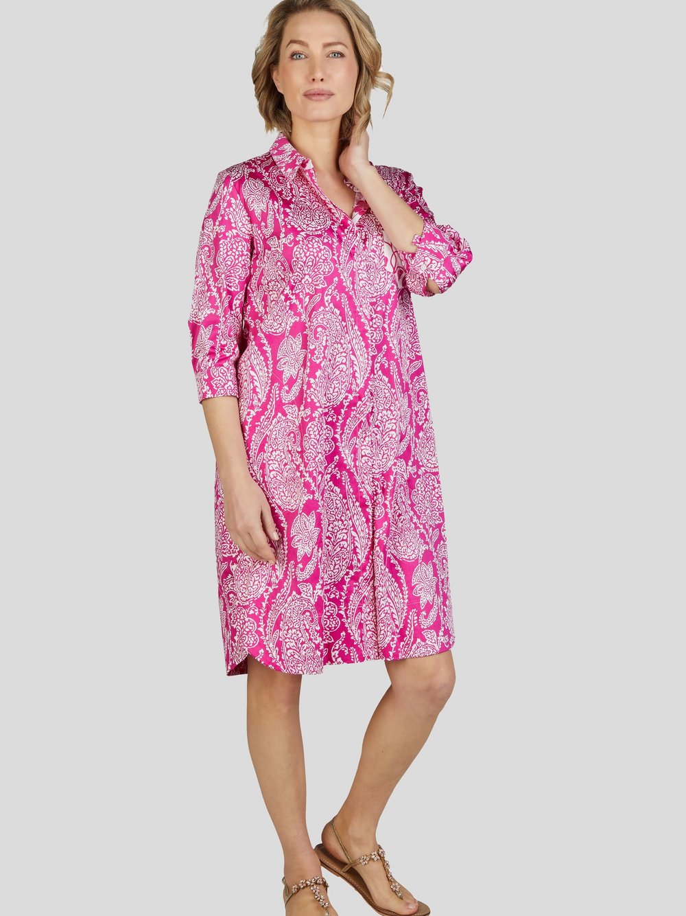 Label Hemdblusenkleid Damen Baumwolle bedruckt