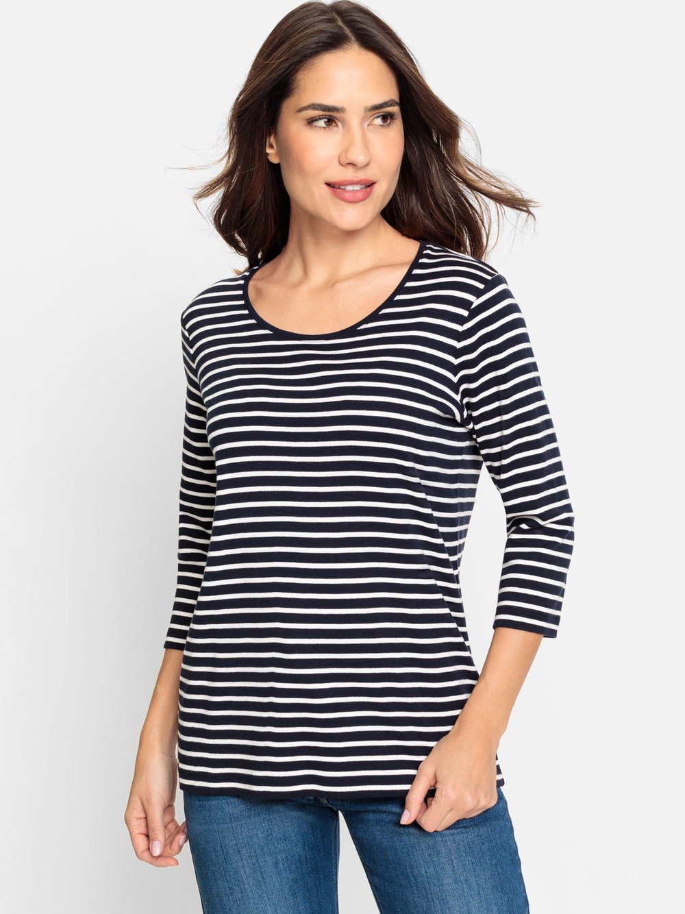Olsen Baumwollshirt Damen Baumwolle gestreift
