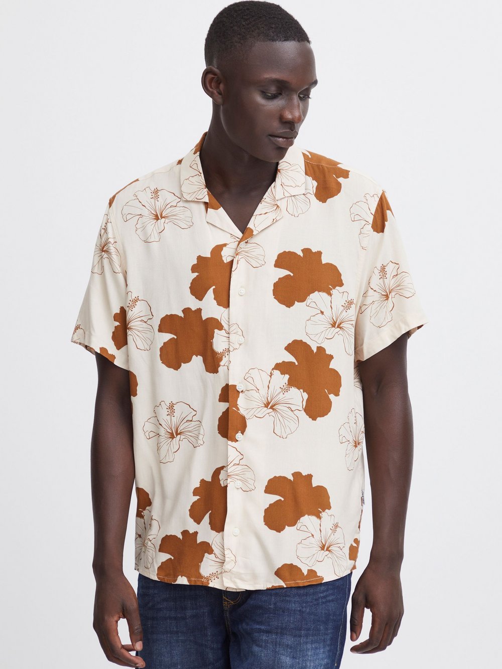 CASUAL FRIDAY Kurzarmhemd Herren Regular Fit Baumwolle gemustert