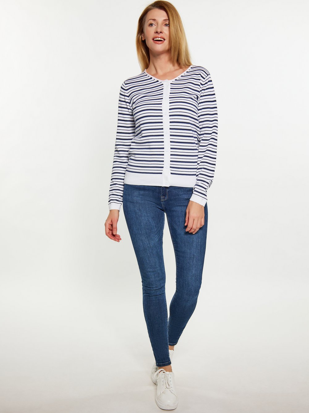 Usha Strickjacke Damen Baumwolle gestreift