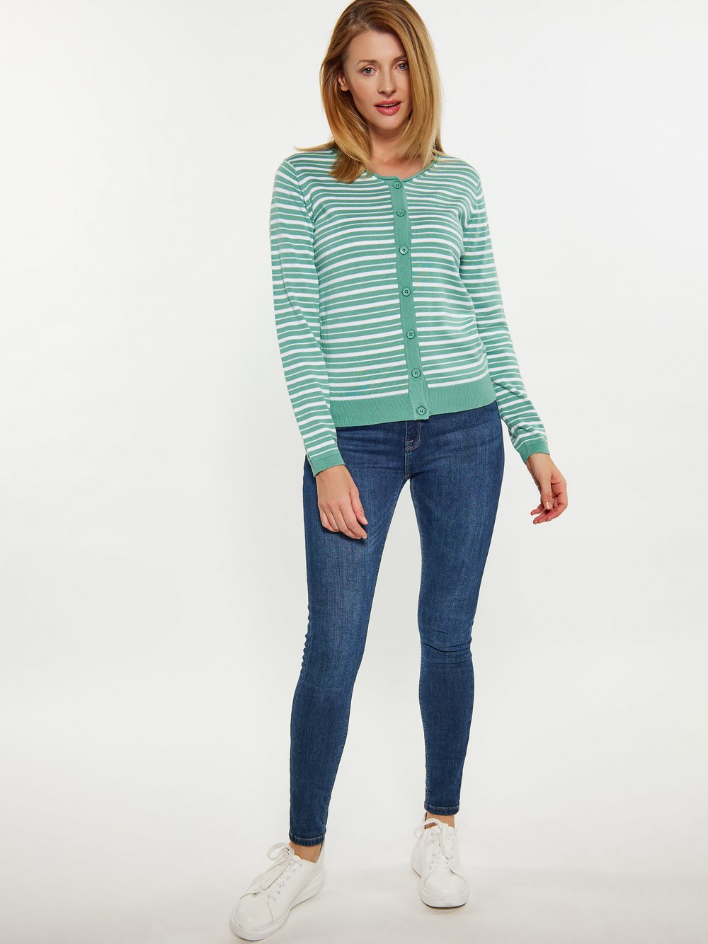 Usha Strickjacke Damen Baumwolle gestreift