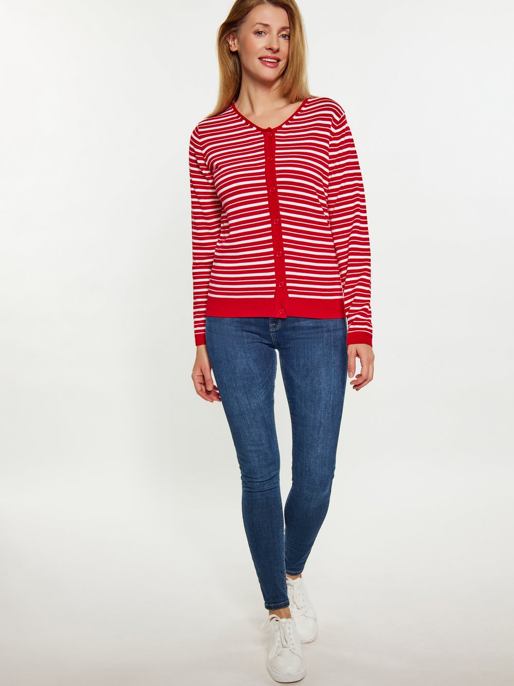 Usha Strickjacke Damen Baumwolle gestreift