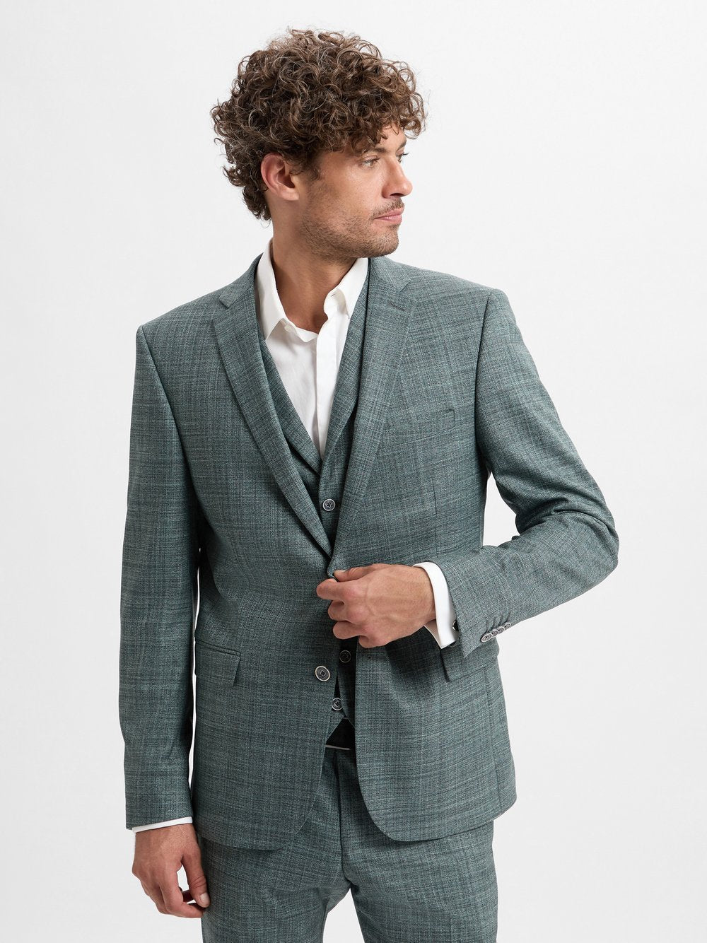 Finshley & Harding Baukasten-Sakko Herren Modern Fit meliert