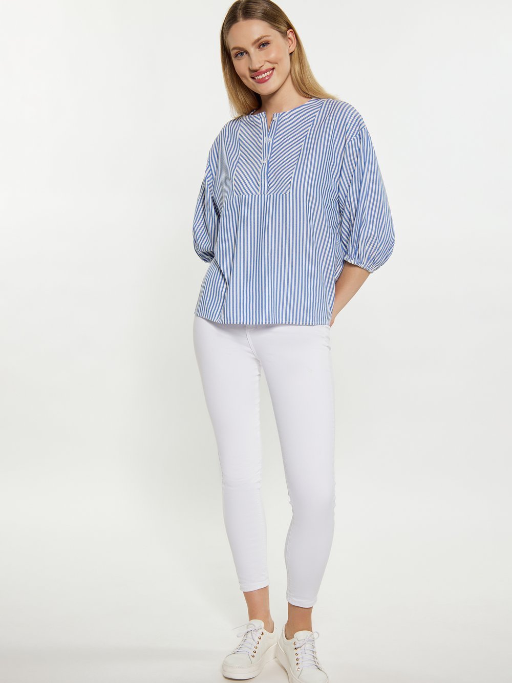 Dreimaster Bluse Damen Baumwolle gestreift