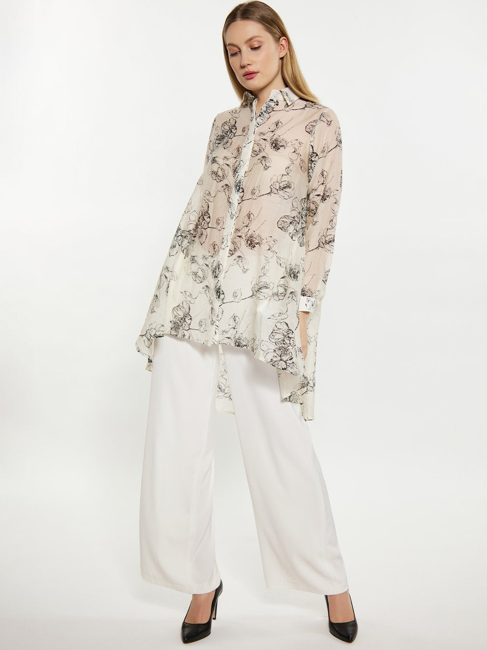 Dreimaster Bluse Damen Viskose gemustert