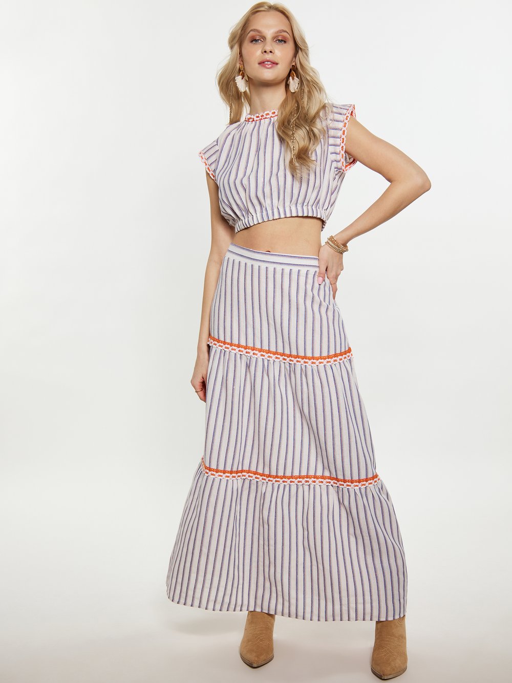 IZIA Crop-Top Damen Baumwolle gestreift