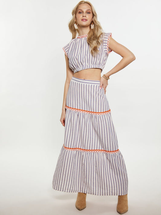 IZIA Crop-Top Damen Baumwolle gestreift