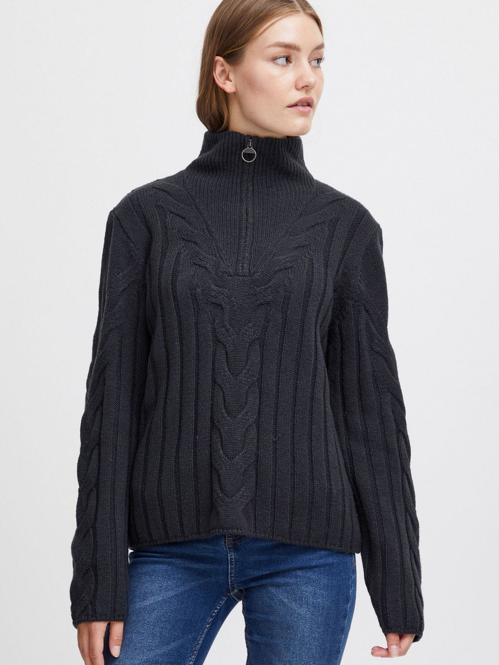 OXMO Strickpullover Damen Baumwolle meliert