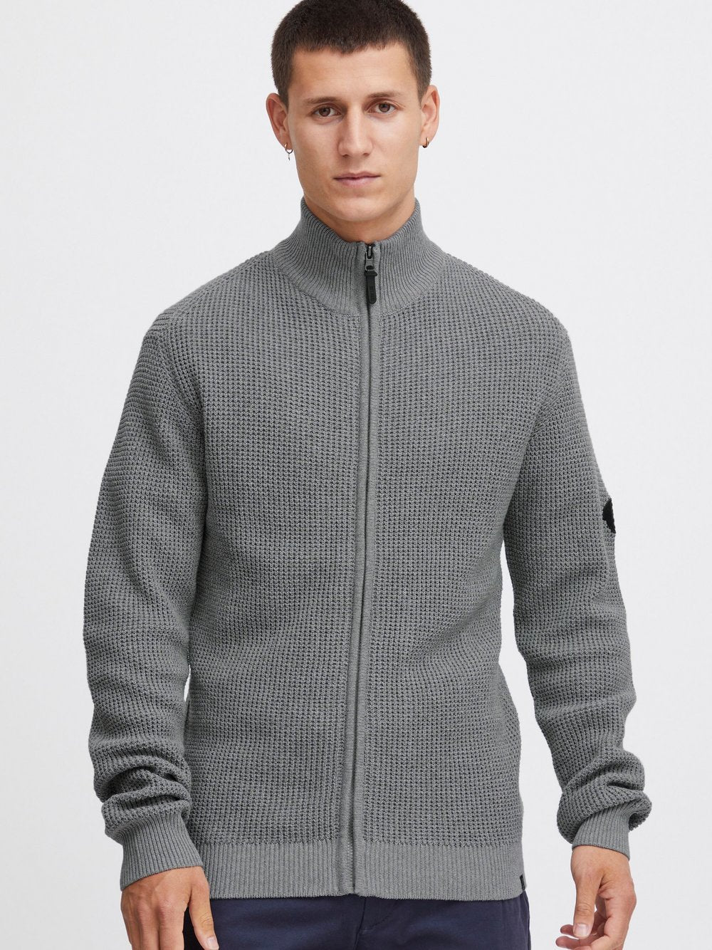 Solid Strickjacke Herren Baumwolle meliert