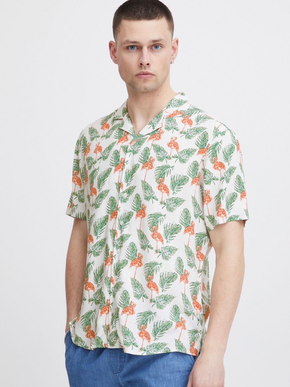 CASUAL FRIDAY Kurzarmhemd Herren Regular Fit Baumwolle gemustert