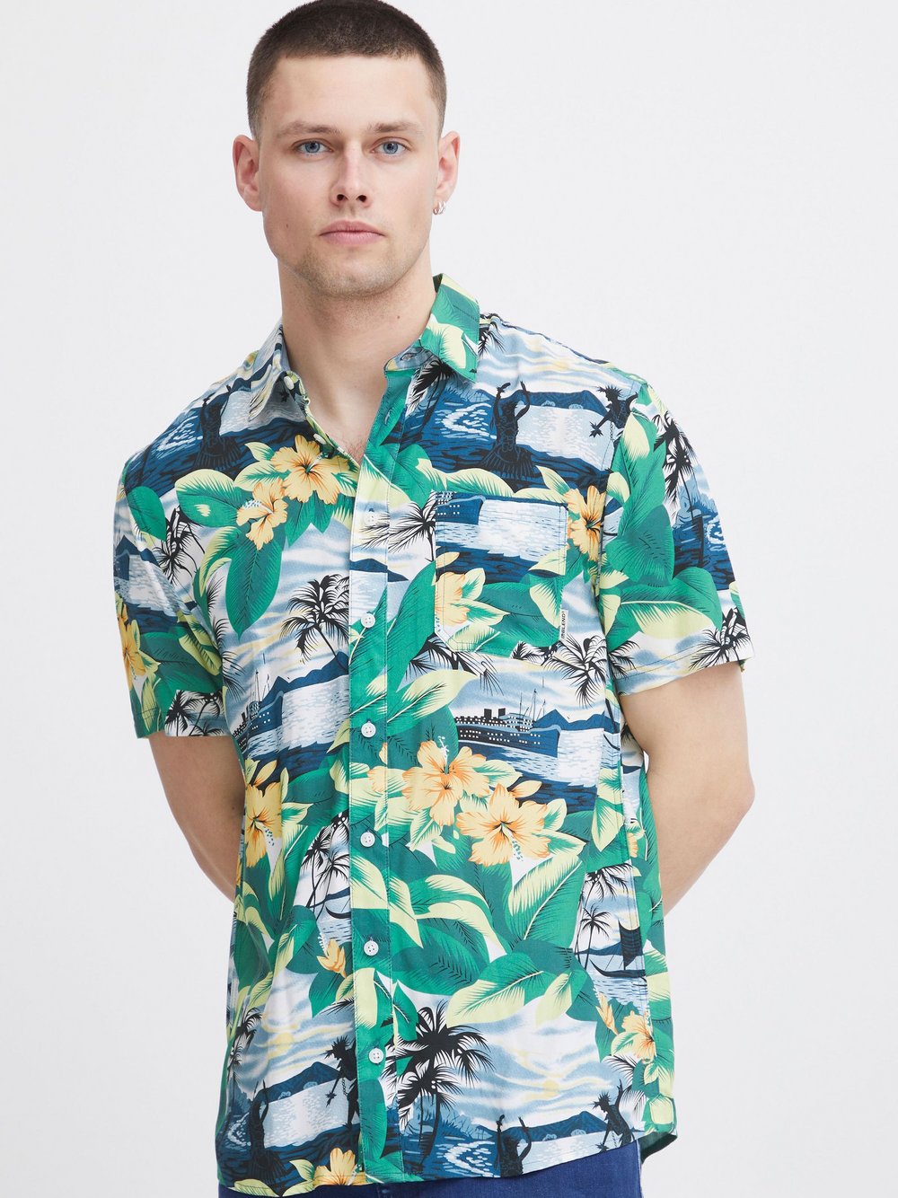 CASUAL FRIDAY Kurzarmhemd Herren Regular Fit Baumwolle gemustert