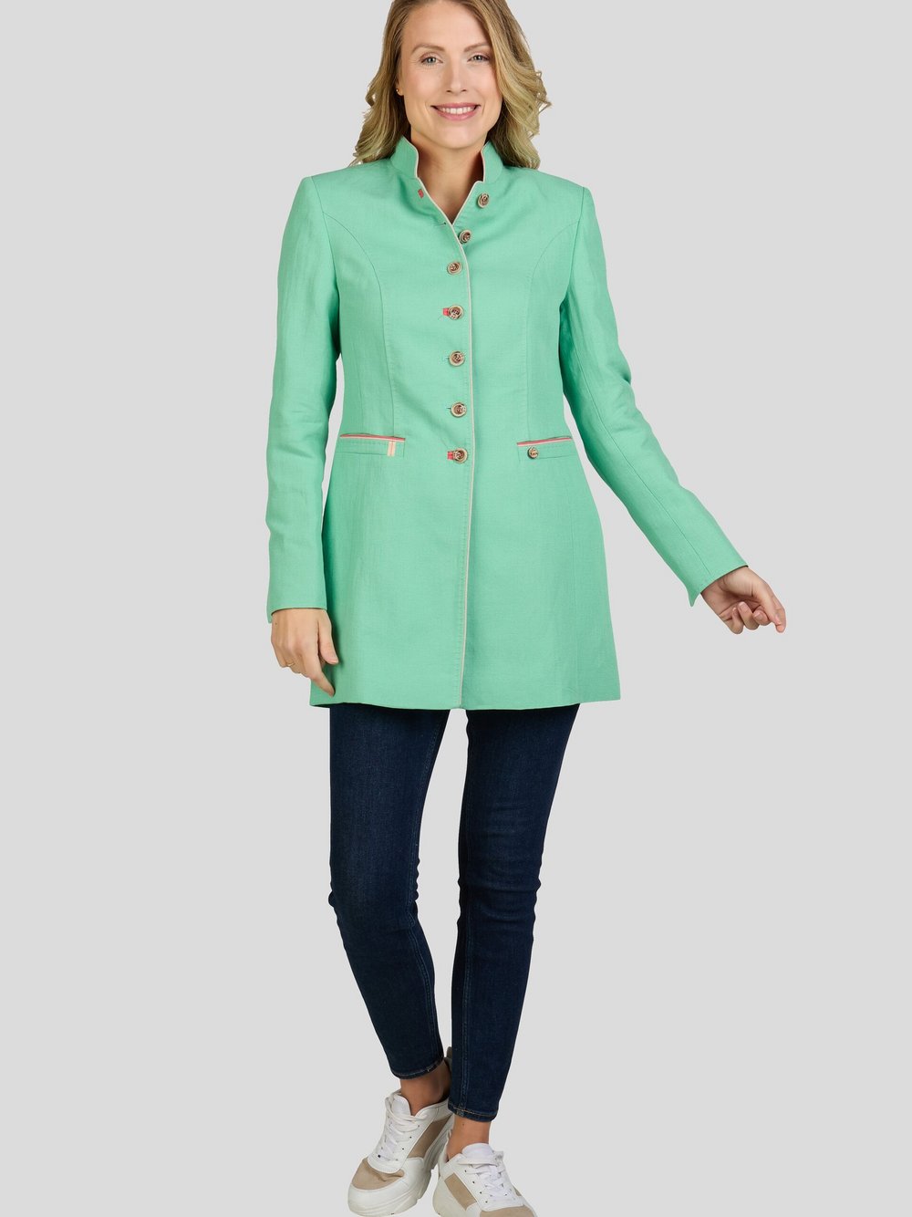 Label Blazer Damen Leinen