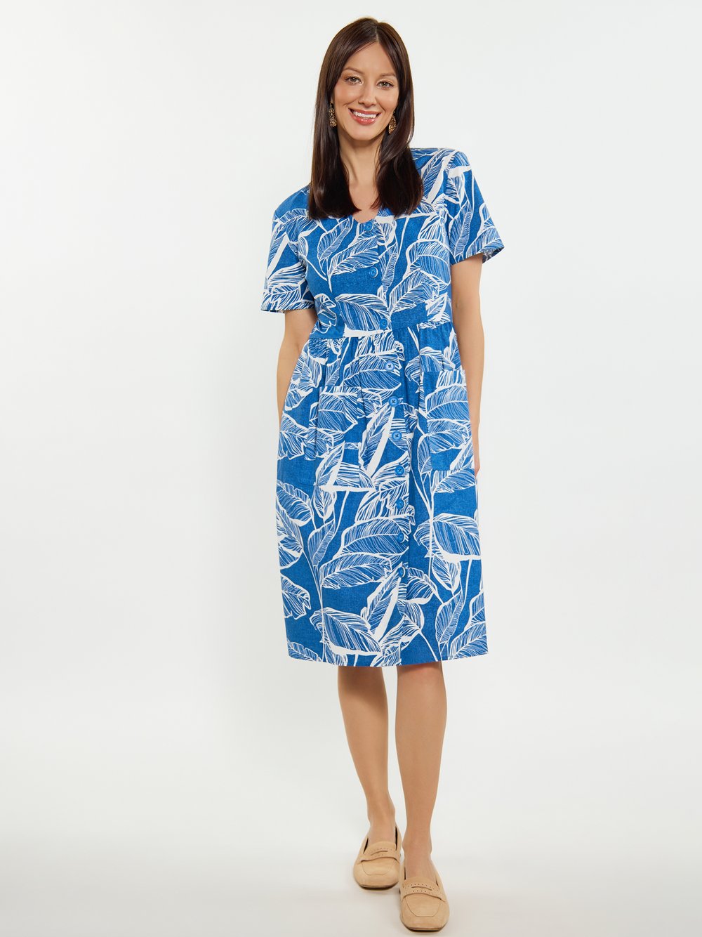 Usha Kleid Damen Baumwolle gemustert