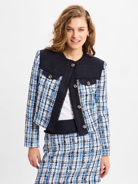 BOSS Blazer mit Woll-Anteil Damen Baumwolle kariert
