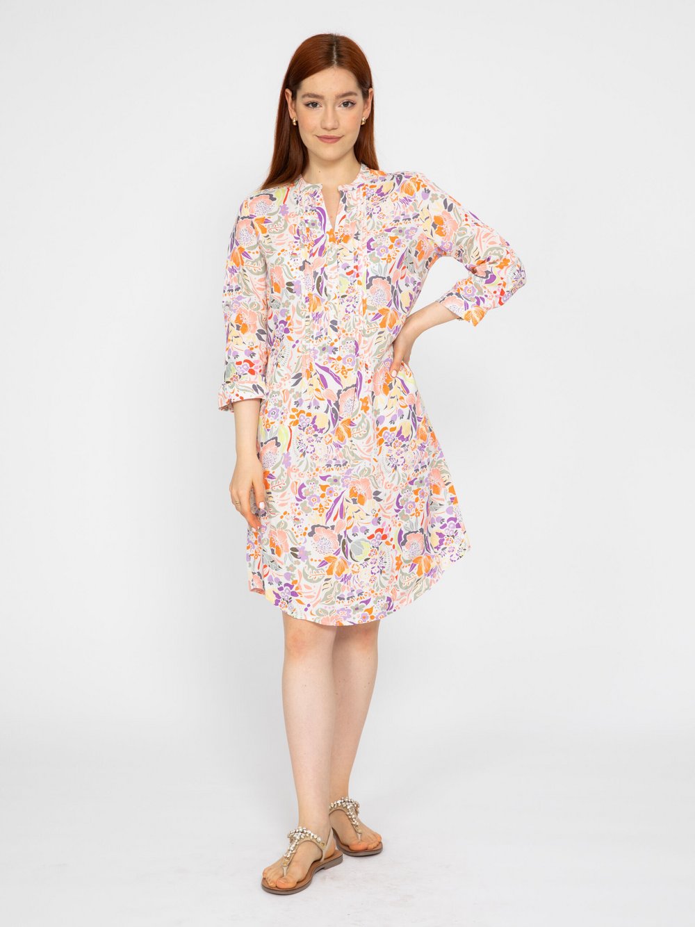 Vicci Germany Leinenkleid Damen gemustert