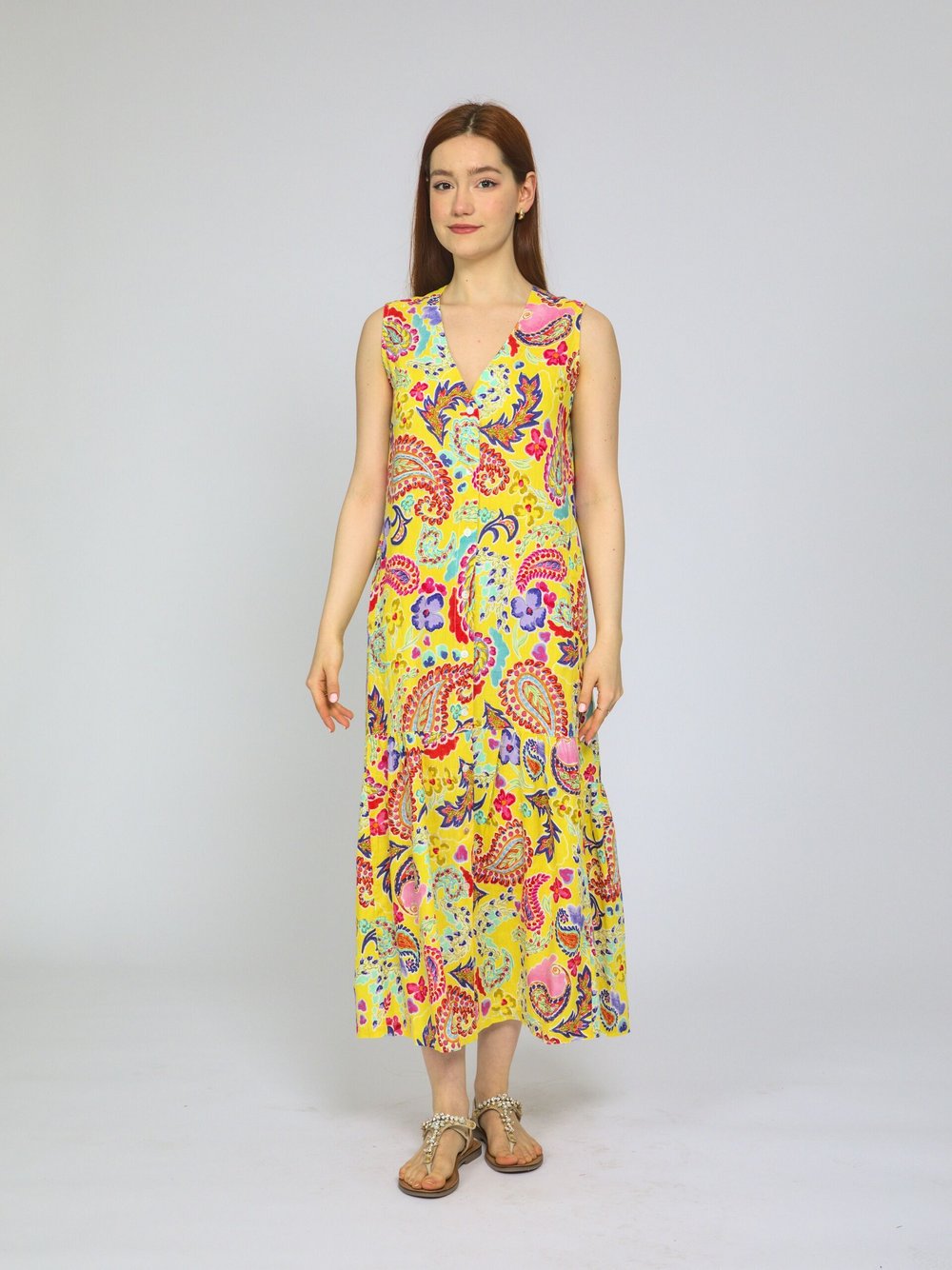 Vicci Germany Maxikleid Damen Leinen gemustert