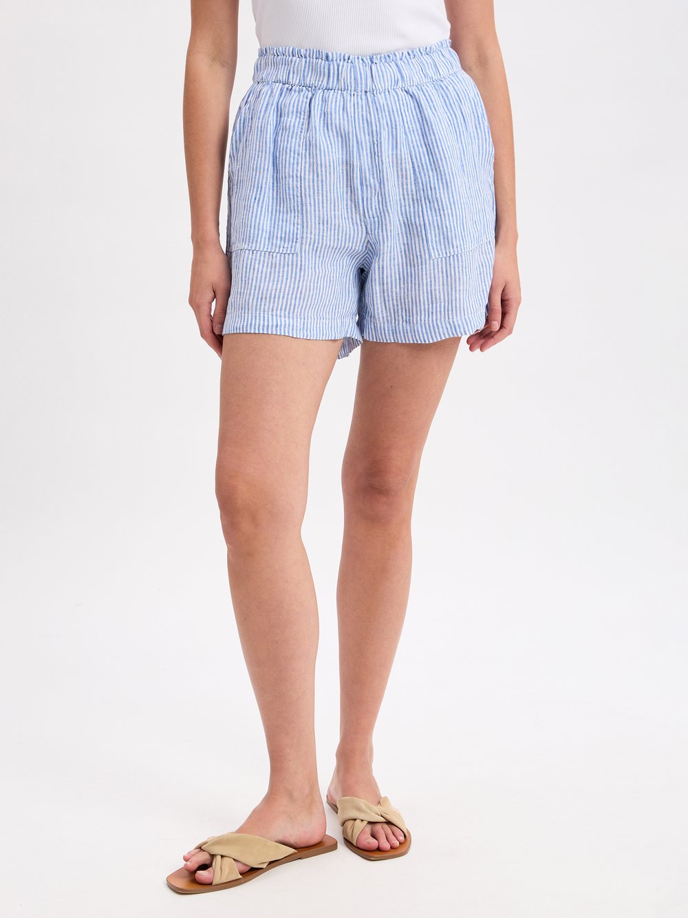 Marie Lund Shorts aus reinen Leinen Damen gestreift