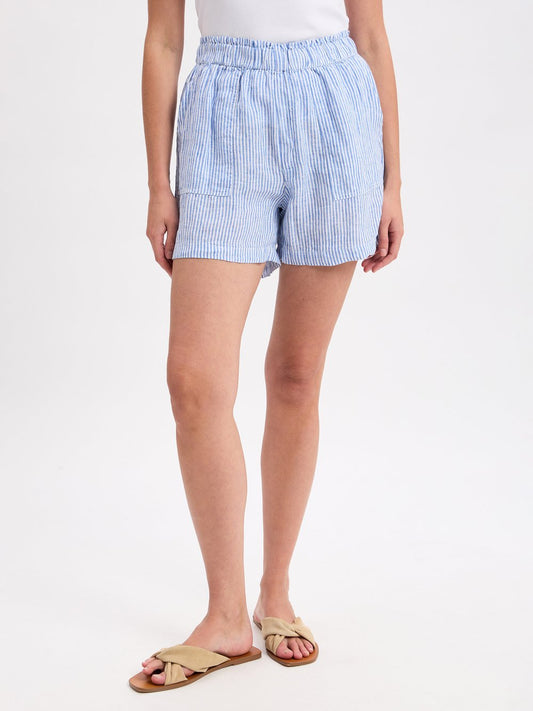 Marie Lund Shorts aus reinen Leinen Damen gestreift