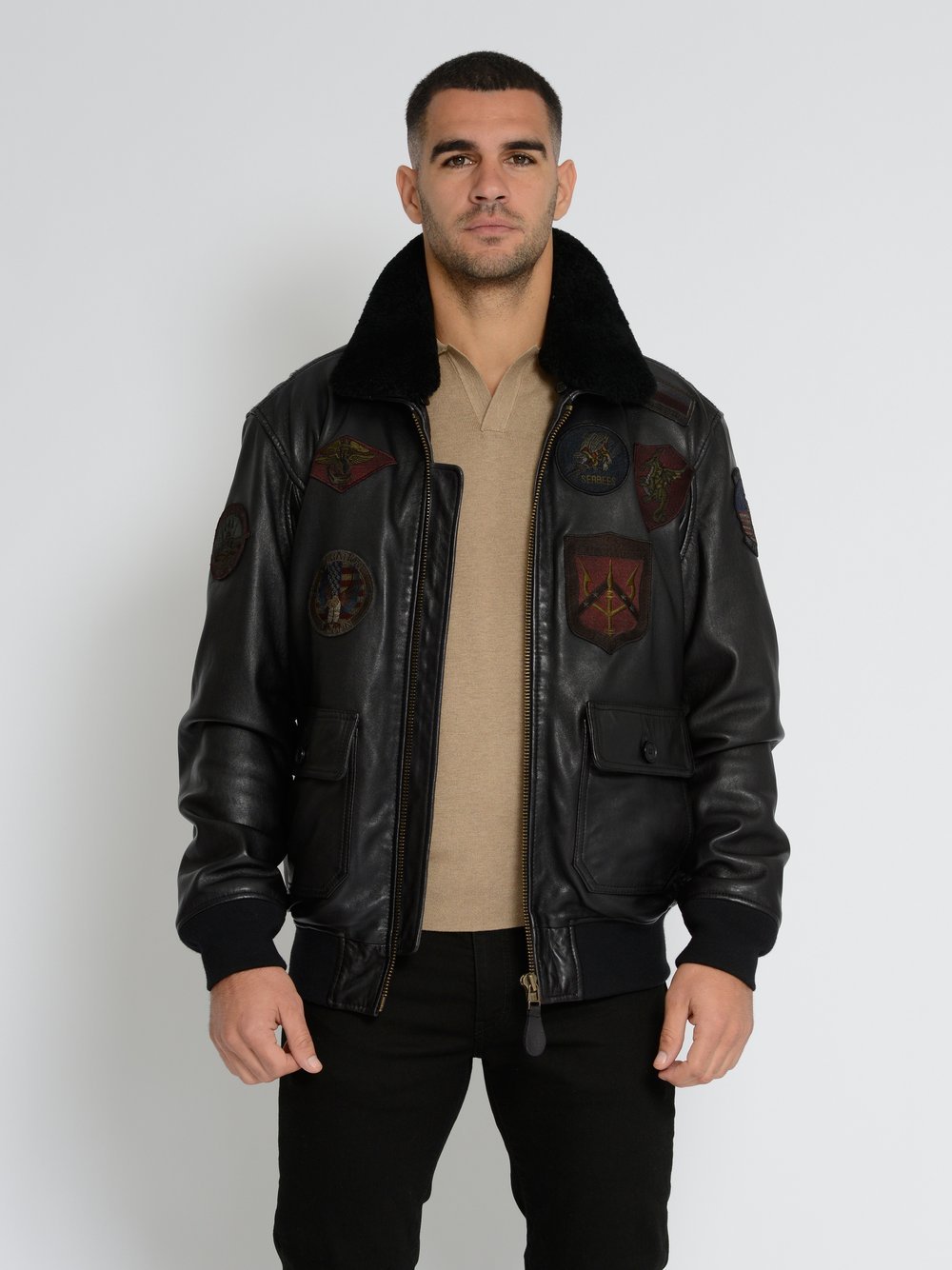 Topgun Lederjacke Herren bedruckt