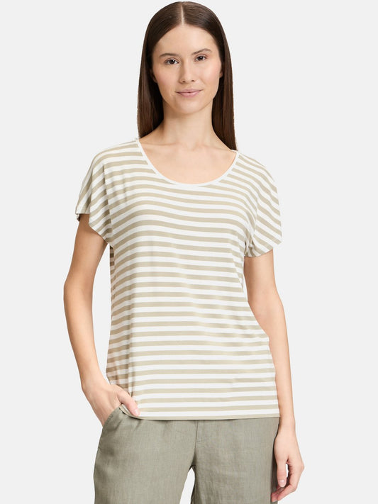 Cartoon Basic Shirt Damen Viskose gestreift