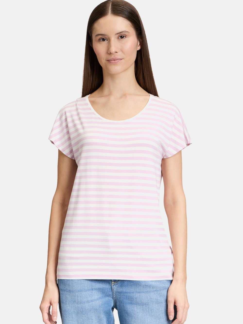 Cartoon Basic Shirt Damen Viskose gestreift