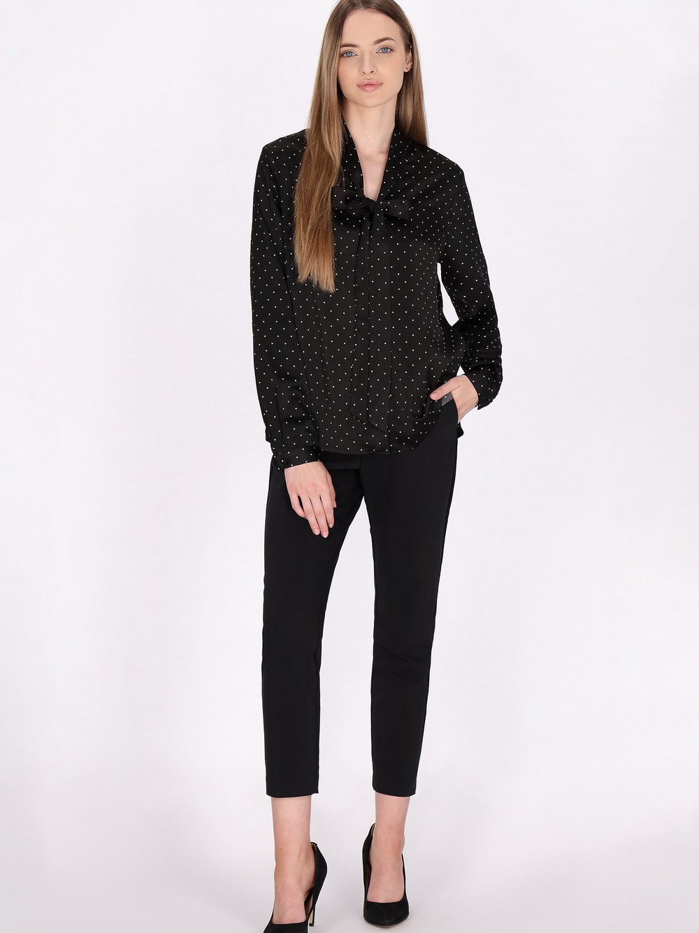 Dreimaster Bluse Damen gepunktet