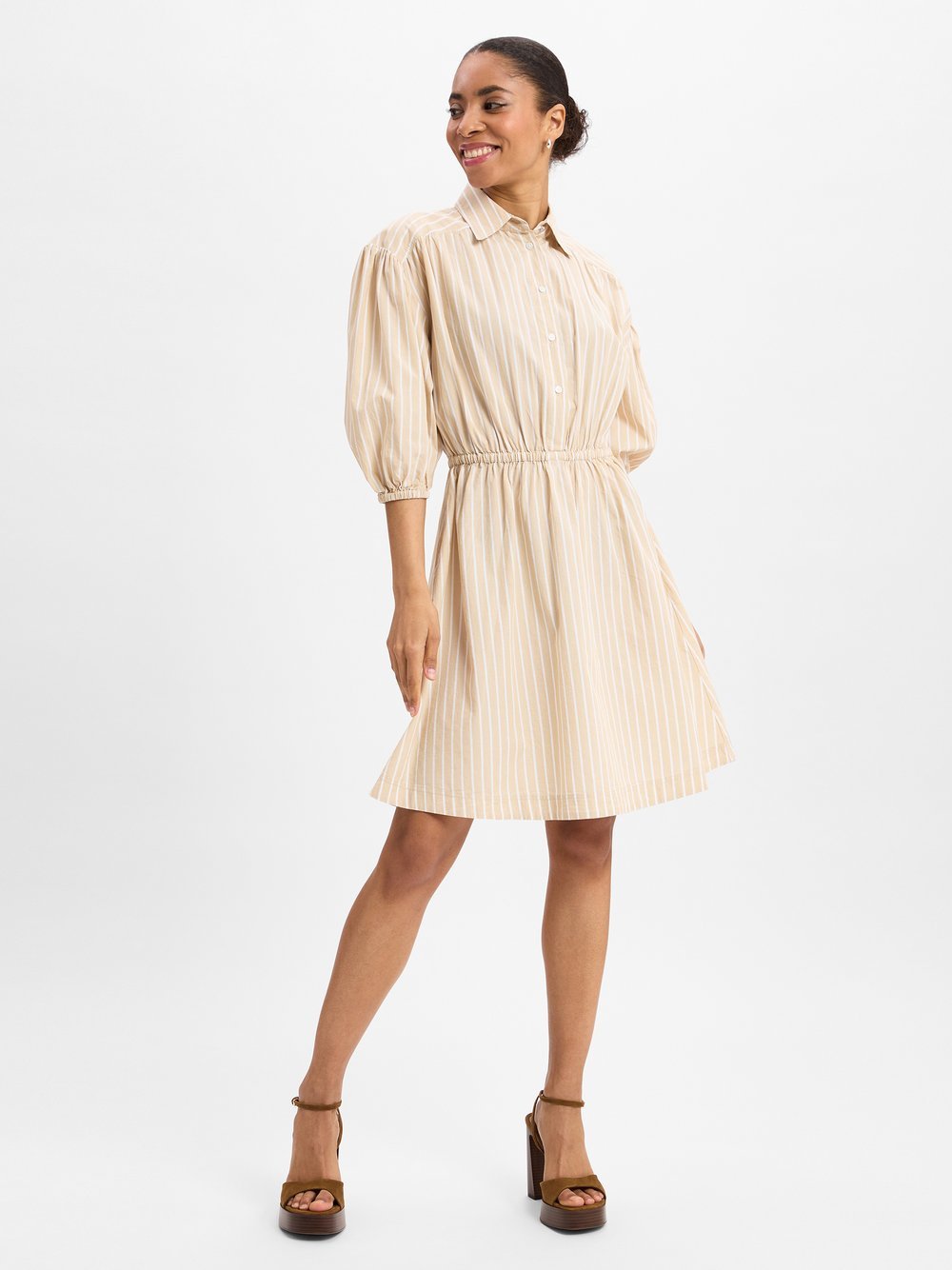 BOSS Freizeitkleid Damen Baumwolle gestreift