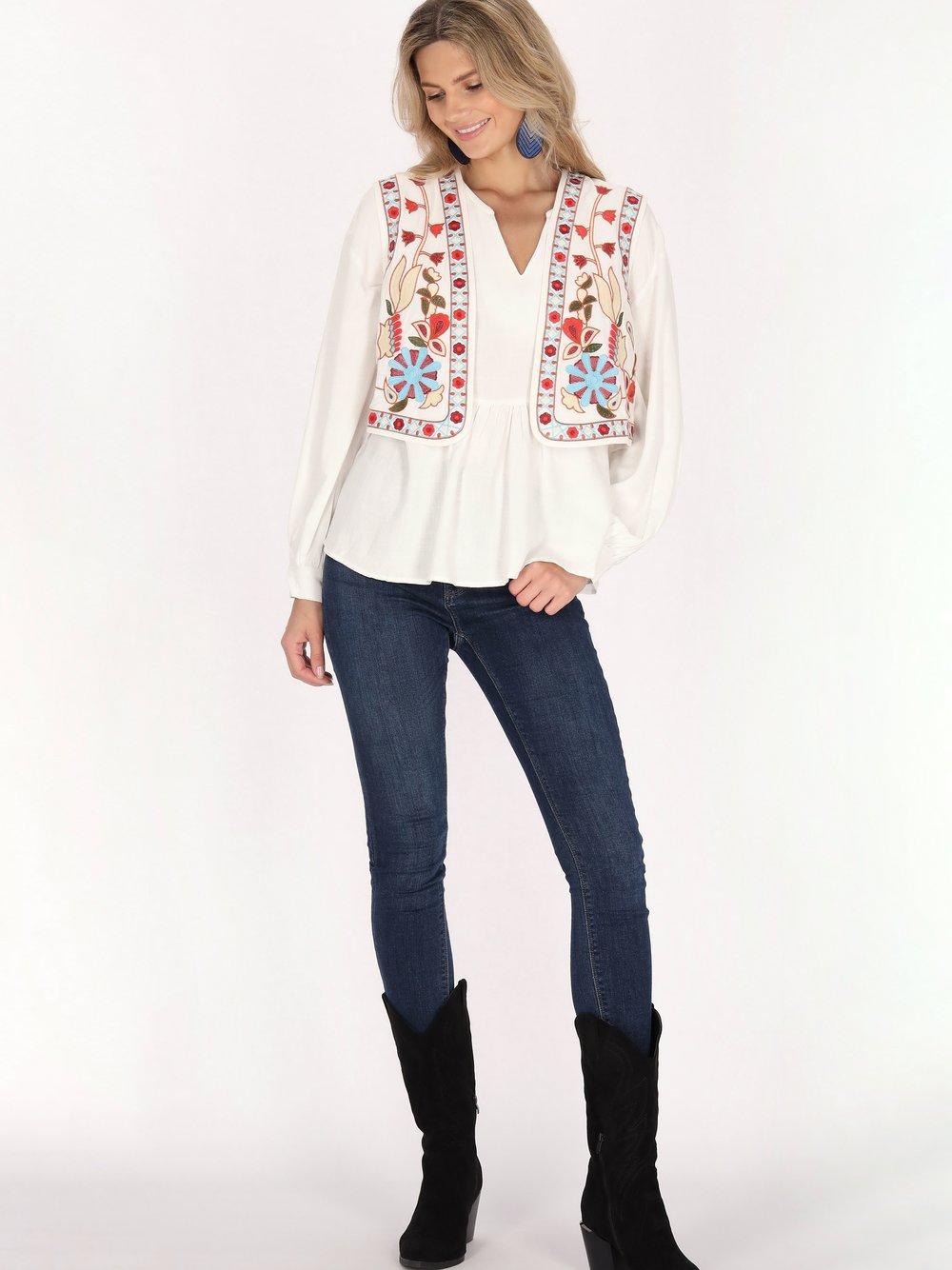 Usha Weste Damen Baumwolle bedruckt