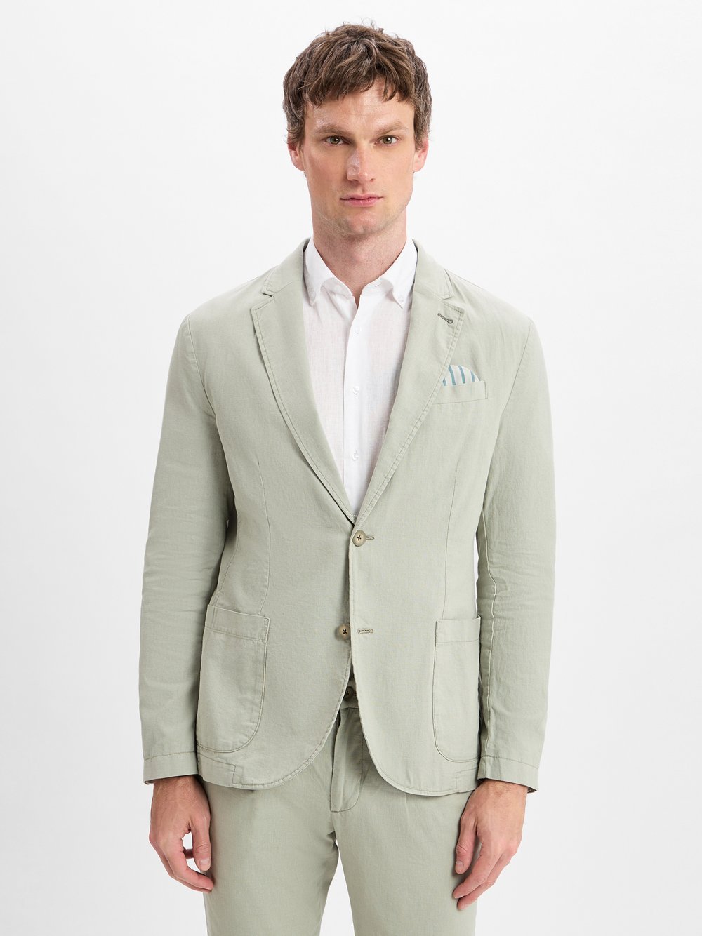 Nils Sundström Sakko mit Leinenanteil Herren Modern Fit Baumwolle