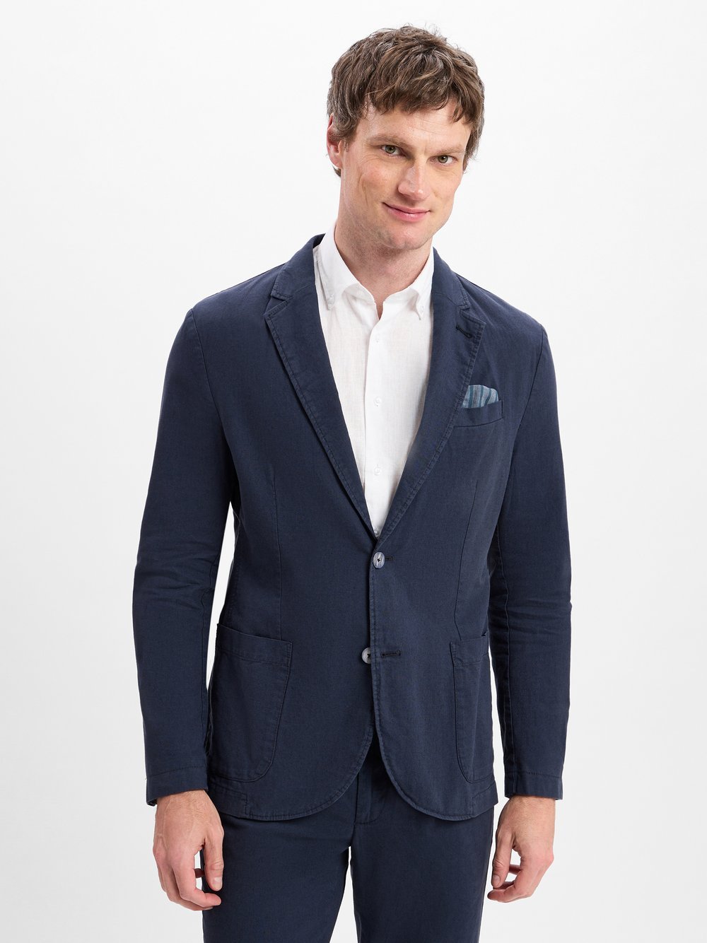 Nils Sundström Sakko mit Leinenanteil Herren Modern Fit Baumwolle