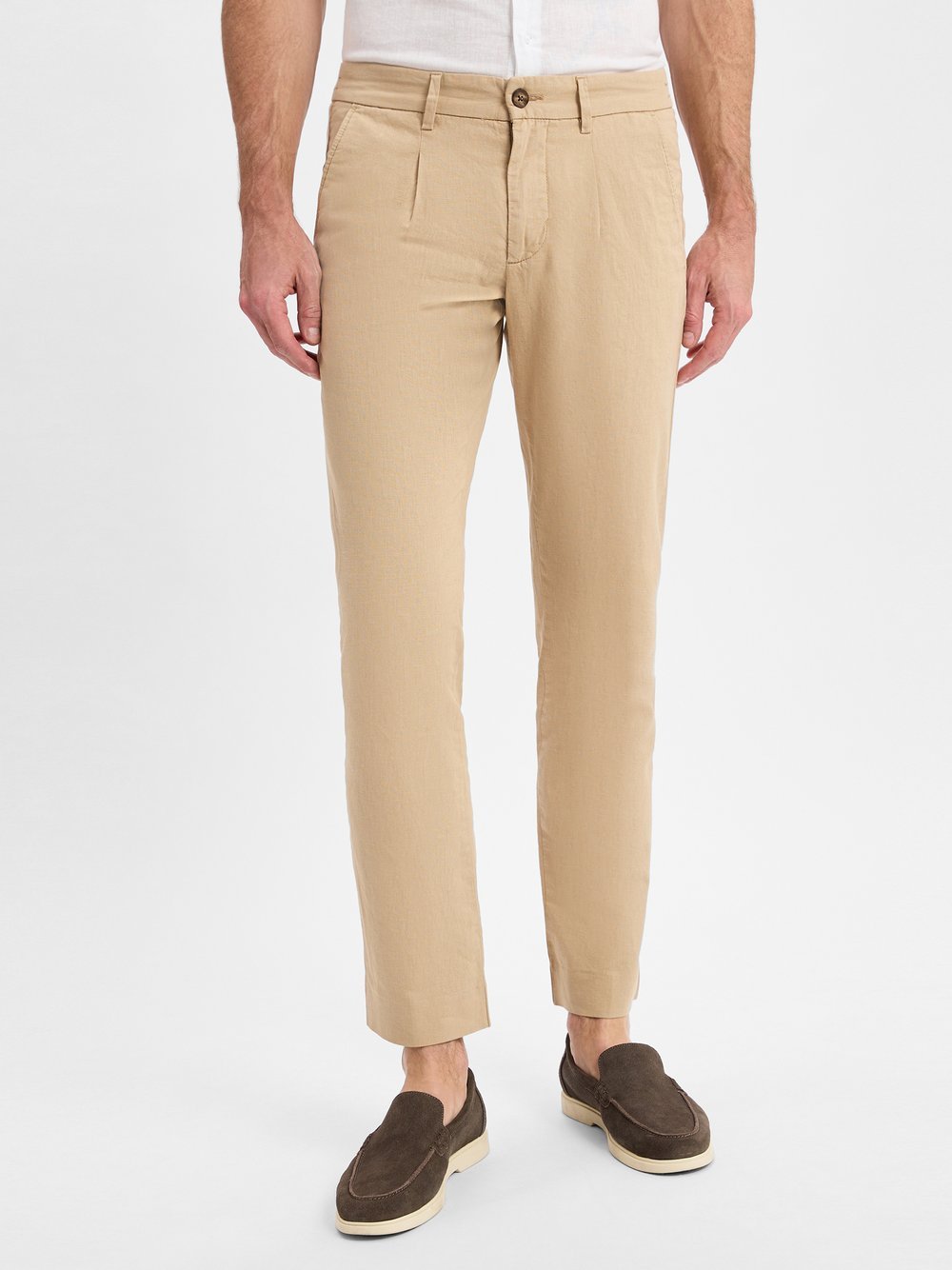 Nils Sundström Hose mit Leinenanteil Herren Modern Fit Baumwolle